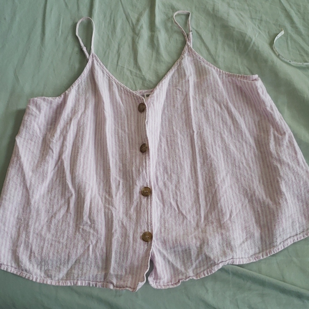 Linen Striped Spaghetti Strap Top